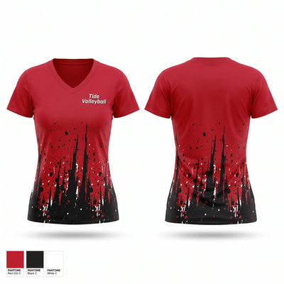 Tide Volleyball Women's Short Sleeve V-neck Shirt - 1