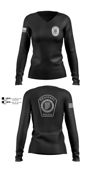 Womens Long Sleeve Vneck Shirt, Beaver Valley Regional Police Department, Police, Teamtime, Team time, sublimation, custom sports apparel, team uniforms, spirit wear, spiritwear, sports uniforms, custom shirts, team store, custom team store, fundraiser sports, apparel fundraiser
