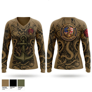 Womens Long Sleeve Vneck Shirt, N4, Navy, Teamtime, Team time, sublimation, custom sports apparel, team uniforms, spirit wear, spiritwear, sports uniforms, custom shirts, team store, custom team store, fundraiser sports, apparel fundraiser