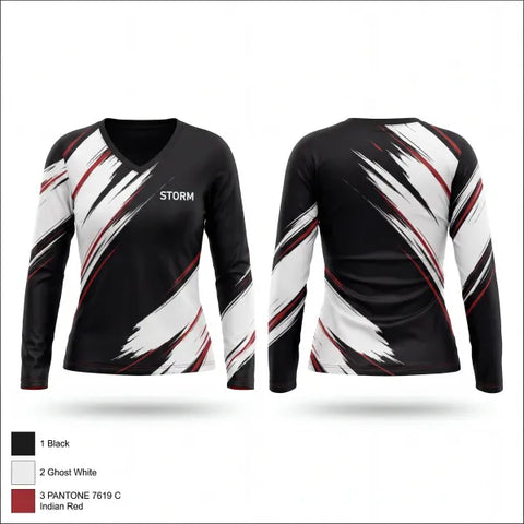 Womens Long Sleeve Vneck Shirt, STORM, , Teamtime, Team time, sublimation, custom sports apparel, team uniforms, spirit wear, spiritwear, sports uniforms, custom shirts, team store, custom team store, fundraiser sports, apparel fundraiser