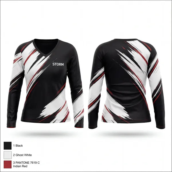Womens Long Sleeve Vneck Shirt, STORM, , Teamtime, Team time, sublimation, custom sports apparel, team uniforms, spirit wear, spiritwear, sports uniforms, custom shirts, team store, custom team store, fundraiser sports, apparel fundraiser