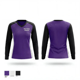 Womens Long Sleeve Vneck Shirt, Harrison Hawks, Women's Basketball, Teamtime, Team time, sublimation, custom sports apparel, team uniforms, spirit wear, spiritwear, sports uniforms, custom shirts, team store, custom team store, fundraiser sports, apparel fundraiser