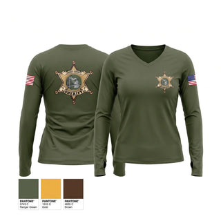 Womens Long Sleeve Vneck Shirt, Emmet County Sheriff’s Office, Police, Teamtime, Team time, sublimation, custom sports apparel, team uniforms, spirit wear, spiritwear, sports uniforms, custom shirts, team store, custom team store, fundraiser sports, apparel fundraiser