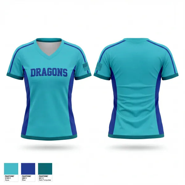 Womens Short Sleeve Vneck Shirt, Dragons, Men's Lacrosse, Teamtime, Team time, sublimation, custom sports apparel, team uniforms, spirit wear, spiritwear, sports uniforms, custom shirts, team store, custom team store, fundraiser sports, apparel fundraiser
