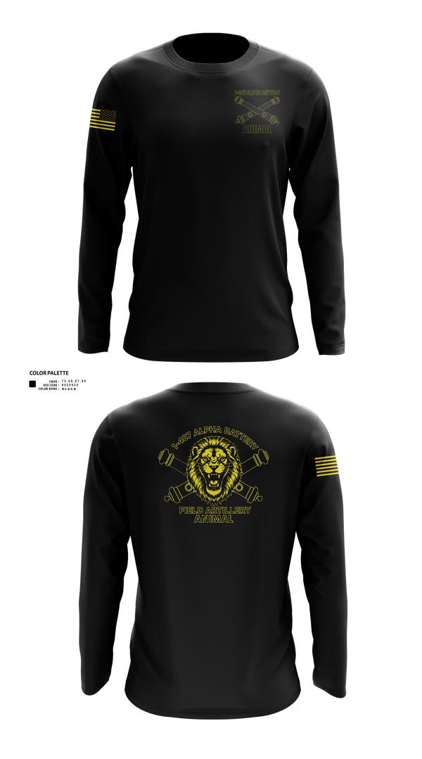 Long Sleeve Performance Shirt, 1-487 Alpha Battery Field Artillery, National Guard, Teamtime, Team time, sublimation, custom sports apparel, team uniforms, spirit wear, spiritwear, sports uniforms, custom shirts, team store, custom team store, fundraiser sports, apparel fundraiser