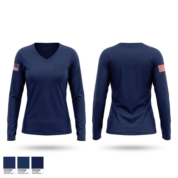 Womens Long Sleeve Vneck Shirt, Ashland Police Department, Police, Teamtime, Team time, sublimation, custom sports apparel, team uniforms, spirit wear, spiritwear, sports uniforms, custom shirts, team store, custom team store, fundraiser sports, apparel fundraiser