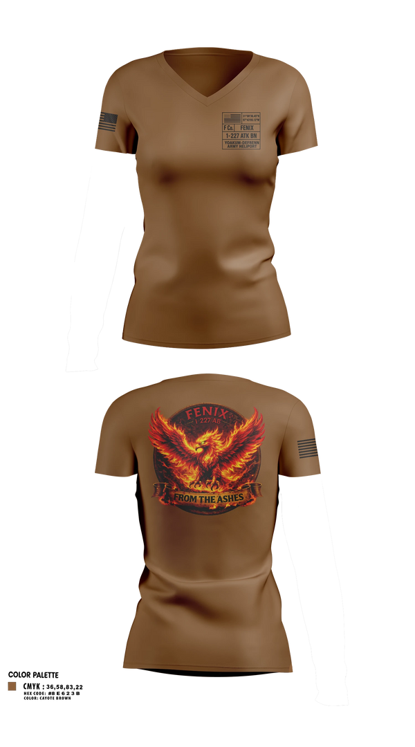 Womens Short Sleeve Vneck Shirt, Fenix, 1-227 AB, 1 ACB, 1 CD, Army, Teamtime, Team time, sublimation, custom sports apparel, team uniforms, spirit wear, spiritwear, sports uniforms, custom shirts, team store, custom team store, fundraiser sports, apparel fundraiser