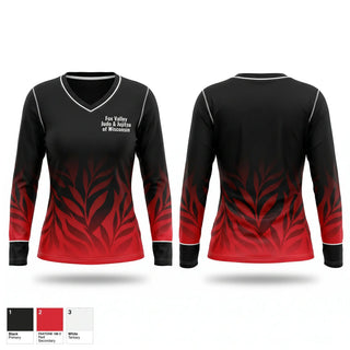 Womens Long Sleeve Vneck Shirt, Fox Valley Judo & Jujitsu of Wisconsin, , Teamtime, Team time, sublimation, custom sports apparel, team uniforms, spirit wear, spiritwear, sports uniforms, custom shirts, team store, custom team store, fundraiser sports, apparel fundraiser