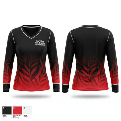 Fox Valley Judo & Jujitsu of Wisconsin 86951979 Women's Long Sleeve V-neck Shirt - 1