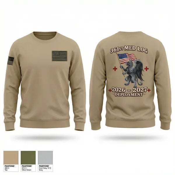 Crew Neck Sweatshirt, 361 med log, Army, Teamtime, Team time, sublimation, custom sports apparel, team uniforms, spirit wear, spiritwear, sports uniforms, custom shirts, team store, custom team store, fundraiser sports, apparel fundraiser