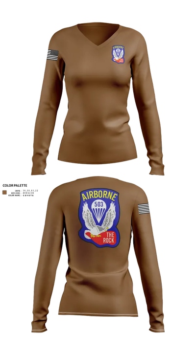 1st Battalion 503rd Infantry Regiment 53542236 Women's Long Sleeve V-neck Shirt - 21