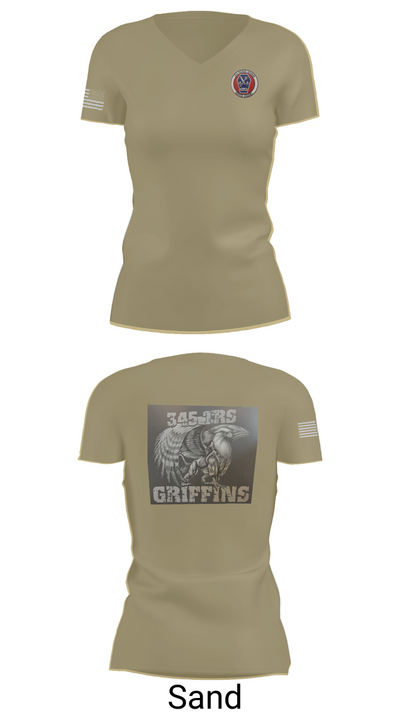 345th TRS 44562231 Women's Short Sleeve V-neck Shirt - 88