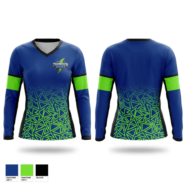 Womens Long Sleeve Vneck Shirt, Mt View Thunder, Men's Basketball, Teamtime, Team time, sublimation, custom sports apparel, team uniforms, spirit wear, spiritwear, sports uniforms, custom shirts, team store, custom team store, fundraiser sports, apparel fundraiser