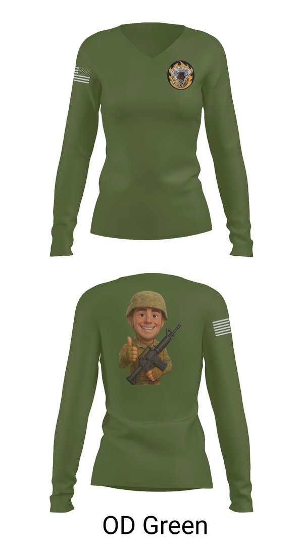 Womens Long Sleeve Vneck Shirt, 2-69 GCo, Army, Teamtime, Team time, sublimation, custom sports apparel, team uniforms, spirit wear, spiritwear, sports uniforms, custom shirts, team store, custom team store, fundraiser sports, apparel fundraiser