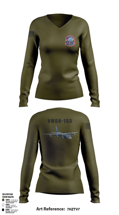 Vmgr-153 34405711 Women's Long Sleeve V-neck Shirt - 1