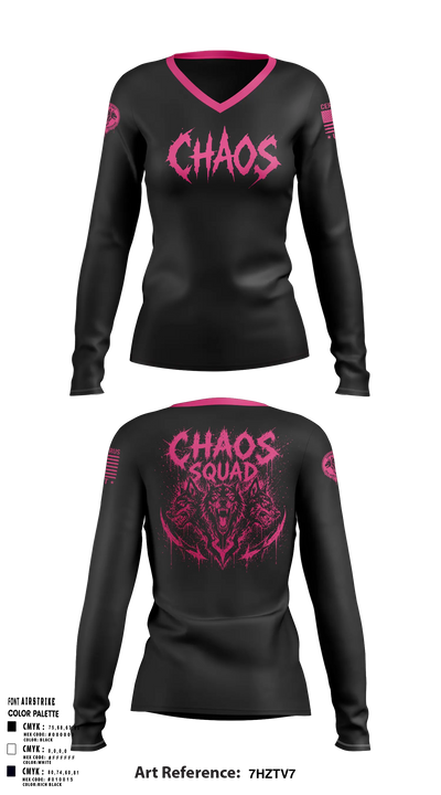 Chaos squad Women's Long Sleeve V-neck Shirt - 5