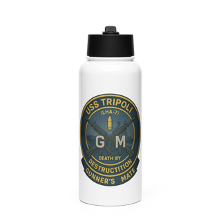 USS TRIPOLI Stainless Steel Water Bottle with a Straw Lid