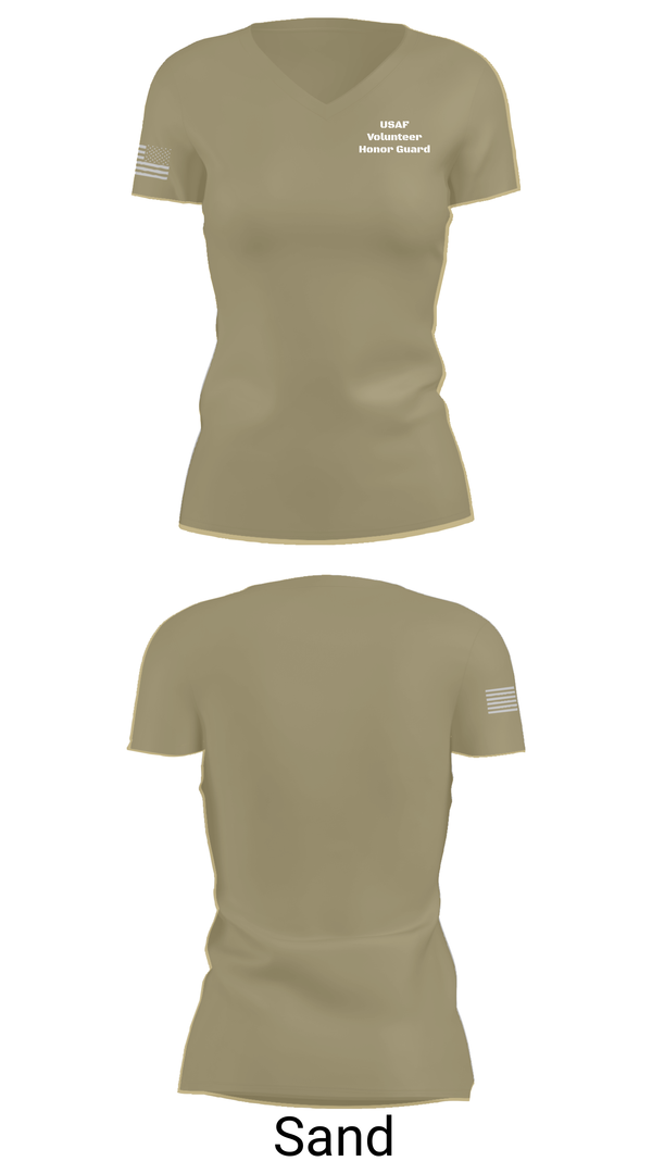 Womens Short Sleeve Vneck Shirt, USAF Volunteer Honor Guard, , Teamtime, Team time, sublimation, custom sports apparel, team uniforms, spirit wear, spiritwear, sports uniforms, custom shirts, team store, custom team store, fundraiser sports, apparel fundraiser