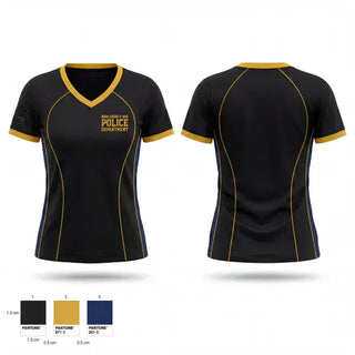 Womens Short Sleeve Vneck Shirt, Bibb County BOE Police Department, Police, Teamtime, Team time, sublimation, custom sports apparel, team uniforms, spirit wear, spiritwear, sports uniforms, custom shirts, team store, custom team store, fundraiser sports, apparel fundraiser