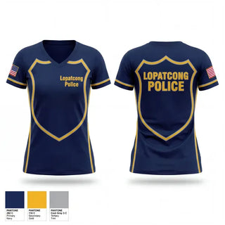Womens Short Sleeve Vneck Shirt, Lopatcong Police, Police, Teamtime, Team time, sublimation, custom sports apparel, team uniforms, spirit wear, spiritwear, sports uniforms, custom shirts, team store, custom team store, fundraiser sports, apparel fundraiser