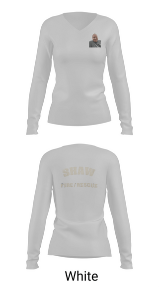 Womens Long Sleeve Vneck Shirt, Shaw Fire/Rescue, Fire Department, Teamtime, Team time, sublimation, custom sports apparel, team uniforms, spirit wear, spiritwear, sports uniforms, custom shirts, team store, custom team store, fundraiser sports, apparel fundraiser