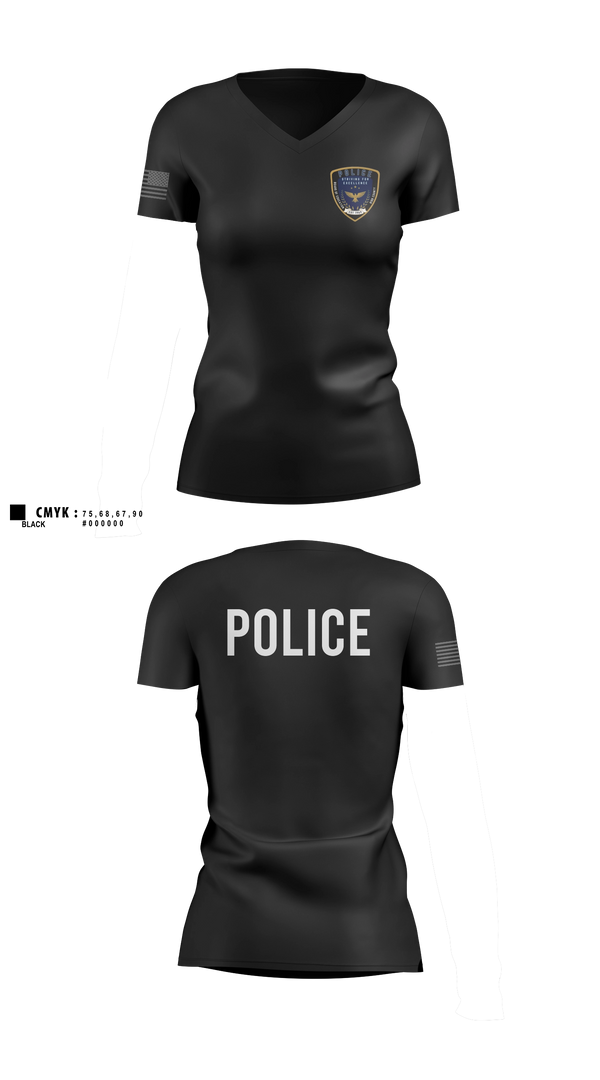 Womens Short Sleeve Vneck Shirt, Bibb County BOE Police Department, Police, Teamtime, Team time, sublimation, custom sports apparel, team uniforms, spirit wear, spiritwear, sports uniforms, custom shirts, team store, custom team store, fundraiser sports, apparel fundraiser