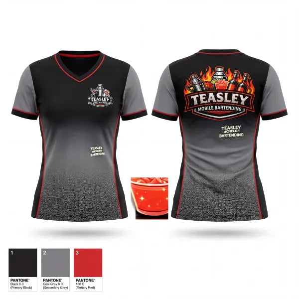 Womens Short Sleeve Vneck Shirt, Teasley hospitality group LLC, , Teamtime, Team time, sublimation, custom sports apparel, team uniforms, spirit wear, spiritwear, sports uniforms, custom shirts, team store, custom team store, fundraiser sports, apparel fundraiser