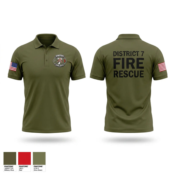 Short Sleeve Performance Polo, District 7, Fire Department, Teamtime, Team time, sublimation, custom sports apparel, team uniforms, spirit wear, spiritwear, sports uniforms, custom shirts, team store, custom team store, fundraiser sports, apparel fundraiser