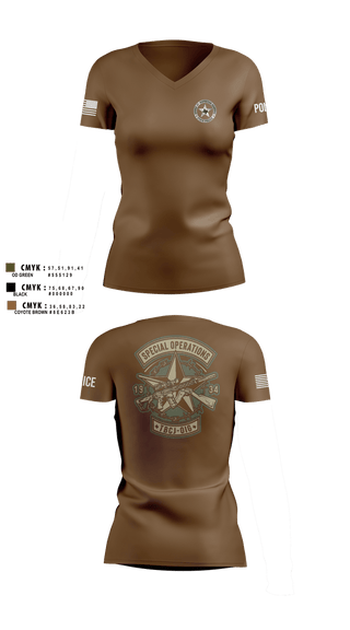 Womens Short Sleeve Vneck Shirt, SOD Covert, Police, Teamtime, Team time, sublimation, custom sports apparel, team uniforms, spirit wear, spiritwear, sports uniforms, custom shirts, team store, custom team store, fundraiser sports, apparel fundraiser
