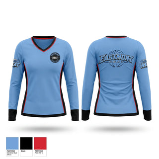 Womens Long Sleeve Vneck Shirt, Eastmont HEAT, Men's Basketball, Teamtime, Team time, sublimation, custom sports apparel, team uniforms, spirit wear, spiritwear, sports uniforms, custom shirts, team store, custom team store, fundraiser sports, apparel fundraiser