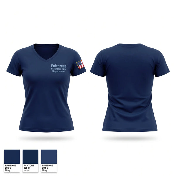 Womens Short Sleeve Vneck Shirt, Faircrest Volunteer Fire Department, Fire Department, Teamtime, Team time, sublimation, custom sports apparel, team uniforms, spirit wear, spiritwear, sports uniforms, custom shirts, team store, custom team store, fundraiser sports, apparel fundraiser