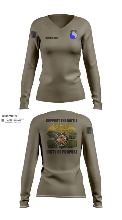 729 Quarter Master Unit 34151644 Women's Long Sleeve V-neck Shirt - 21
