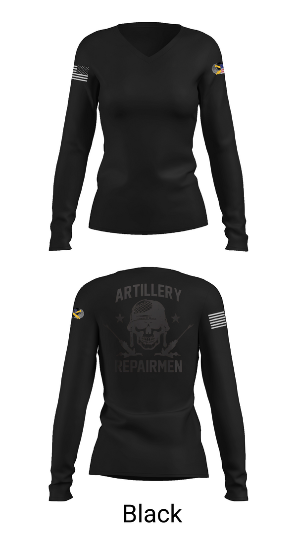 Womens Long Sleeve Vneck Shirt, ARMT 1-320th Field Artillery, Army, Teamtime, Team time, sublimation, custom sports apparel, team uniforms, spirit wear, spiritwear, sports uniforms, custom shirts, team store, custom team store, fundraiser sports, apparel fundraiser