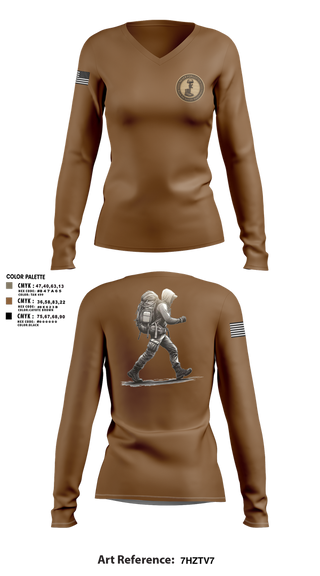 Womens Long Sleeve Vneck Shirt, 7th Group, Army, Teamtime, Team time, sublimation, custom sports apparel, team uniforms, spirit wear, spiritwear, sports uniforms, custom shirts, team store, custom team store, fundraiser sports, apparel fundraiser