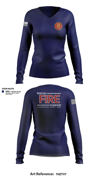 Womens Long Sleeve Vneck Shirt, Rescue Fire Company, Fire Department, Teamtime, Team time, sublimation, custom sports apparel, team uniforms, spirit wear, spiritwear, sports uniforms, custom shirts, team store, custom team store, fundraiser sports, apparel fundraiser
