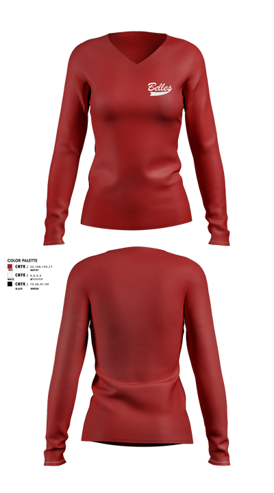 Bluegrass Lightning Belles Women's Long Sleeve V-neck Shirt - 11