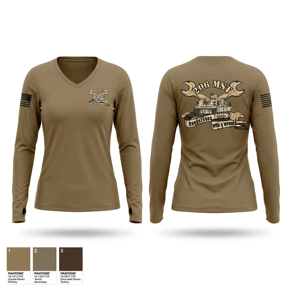 Womens Long Sleeve Vneck Shirt, 206th MST, Army, Teamtime, Team time, sublimation, custom sports apparel, team uniforms, spirit wear, spiritwear, sports uniforms, custom shirts, team store, custom team store, fundraiser sports, apparel fundraiser