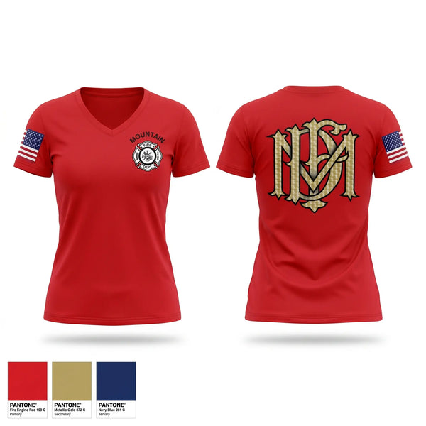 Womens Short Sleeve Vneck Shirt, Mountain Fire Department, Fire Department, Teamtime, Team time, sublimation, custom sports apparel, team uniforms, spirit wear, spiritwear, sports uniforms, custom shirts, team store, custom team store, fundraiser sports, apparel fundraiser