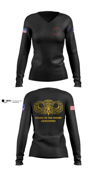 Womens Long Sleeve Vneck Shirt, 3/509, Army, Teamtime, Team time, sublimation, custom sports apparel, team uniforms, spirit wear, spiritwear, sports uniforms, custom shirts, team store, custom team store, fundraiser sports, apparel fundraiser