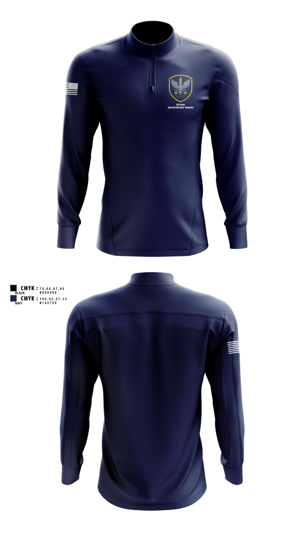 Quarter Zip Jacket, US Army Special Victims’ Counsel, , Teamtime, Team time, sublimation, custom sports apparel, team uniforms, spirit wear, spiritwear, sports uniforms, custom shirts, team store, custom team store, fundraiser sports, apparel fundraiser