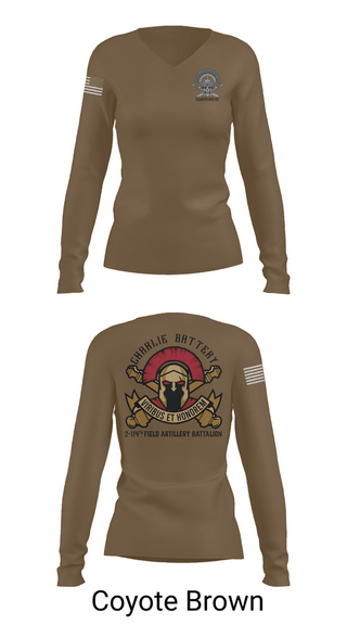 Womens Long Sleeve Vneck Shirt, Charlie BTRY 2-114th FA, , Teamtime, Team time, sublimation, custom sports apparel, team uniforms, spirit wear, spiritwear, sports uniforms, custom shirts, team store, custom team store, fundraiser sports, apparel fundraiser