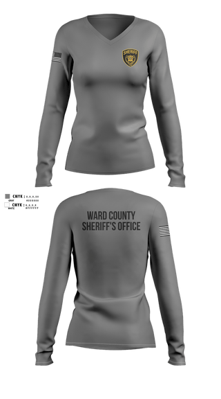 Womens Long Sleeve Vneck Shirt, Ward County Sheriff's Office, Police, Teamtime, Team time, sublimation, custom sports apparel, team uniforms, spirit wear, spiritwear, sports uniforms, custom shirts, team store, custom team store, fundraiser sports, apparel fundraiser