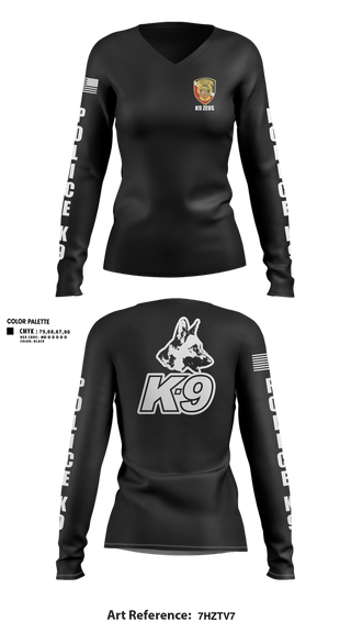 Womens Long Sleeve Vneck Shirt, Anniston Police Department, Police, Teamtime, Team time, sublimation, custom sports apparel, team uniforms, spirit wear, spiritwear, sports uniforms, custom shirts, team store, custom team store, fundraiser sports, apparel fundraiser
