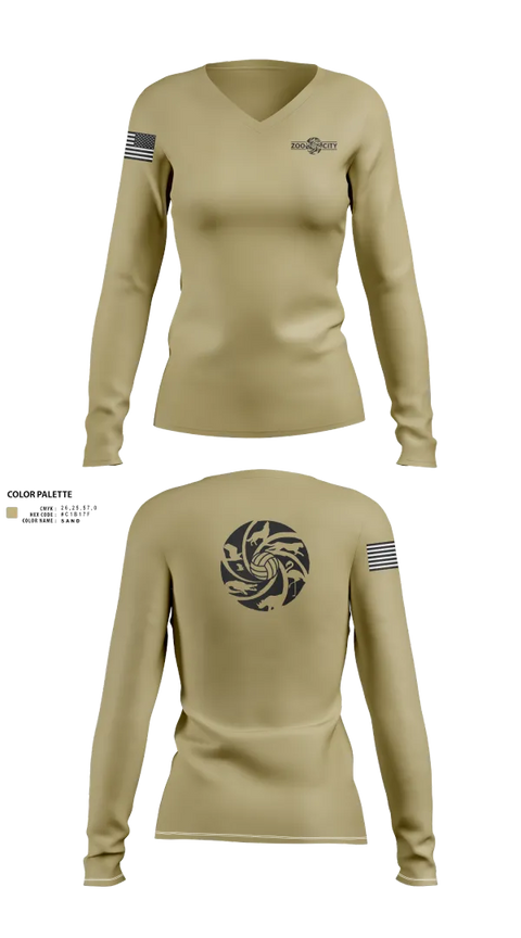 Womens Long Sleeve Vneck Shirt, Zoo City, Women's Volleyball, Teamtime, Team time, sublimation, custom sports apparel, team uniforms, spirit wear, spiritwear, sports uniforms, custom shirts, team store, custom team store, fundraiser sports, apparel fundraiser