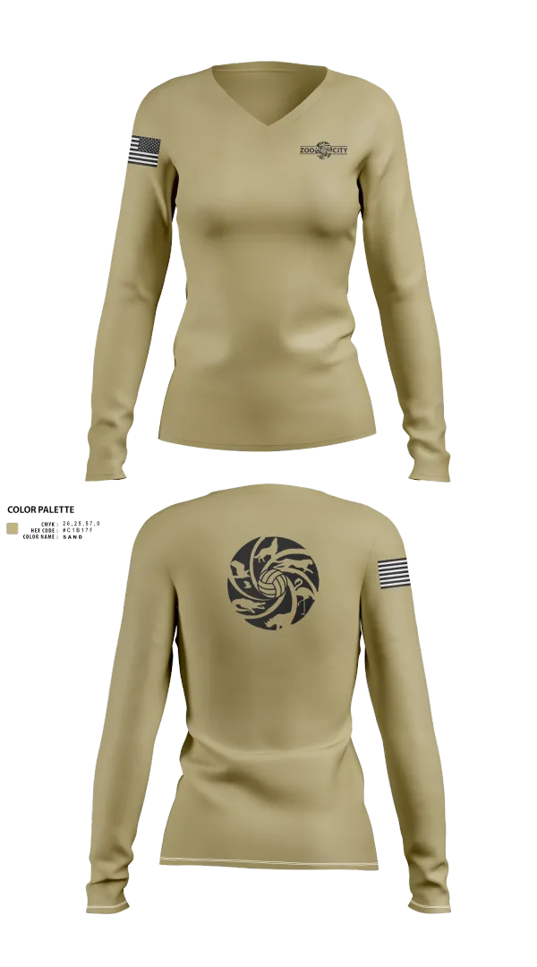 Womens Long Sleeve Vneck Shirt, Zoo City, Women's Volleyball, Teamtime, Team time, sublimation, custom sports apparel, team uniforms, spirit wear, spiritwear, sports uniforms, custom shirts, team store, custom team store, fundraiser sports, apparel fundraiser
