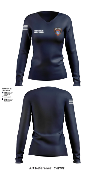 Womens Long Sleeve Vneck Shirt, Buhl Police Department, Police, Teamtime, Team time, sublimation, custom sports apparel, team uniforms, spirit wear, spiritwear, sports uniforms, custom shirts, team store, custom team store, fundraiser sports, apparel fundraiser