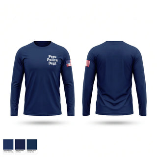 Long Sleeve Performance Shirt, Peru Police Dept, Police, Teamtime, Team time, sublimation, custom sports apparel, team uniforms, spirit wear, spiritwear, sports uniforms, custom shirts, team store, custom team store, fundraiser sports, apparel fundraiser