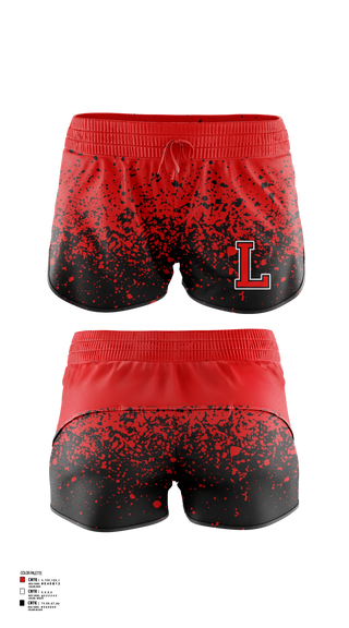 Womens Shorts, Lexington High School, Track & Field, Teamtime, Team time, sublimation, custom sports apparel, team uniforms, spirit wear, spiritwear, sports uniforms, custom shirts, team store, custom team store, fundraiser sports, apparel fundraiser