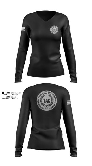 Womens Long Sleeve Vneck Shirt, ECI TAC, Police, Teamtime, Team time, sublimation, custom sports apparel, team uniforms, spirit wear, spiritwear, sports uniforms, custom shirts, team store, custom team store, fundraiser sports, apparel fundraiser
