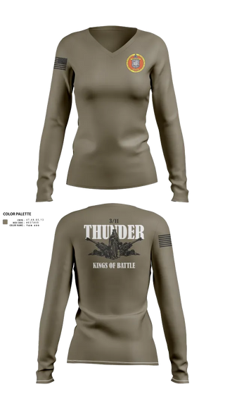 Womens Long Sleeve Vneck Shirt, 3 Bn 11th Mar, Marines, Teamtime, Team time, sublimation, custom sports apparel, team uniforms, spirit wear, spiritwear, sports uniforms, custom shirts, team store, custom team store, fundraiser sports, apparel fundraiser